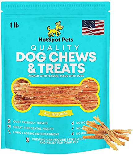 HotSpot Pets Beef Tendon Chews for Dogs - 8 дюймов All Natural, Free-Range, Grass-Fed Premium USDA Gambrol Beef Tendon Stick Treats - Made in USA (1 Pound - Pack of 1)