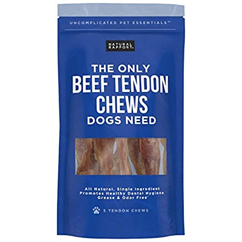 Natural Rapport Beef Tendon Dog Treats - Единственное лакомство для собак с говяжьими сухожилиями - полностью натуральное лакомство для мелких и крупных собак (5 жевательных палочек)