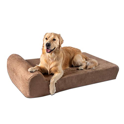 Big Barker 7' ортопедическая лежанка для собак с подушкой-столешницей (версия с подголовником) | Кровати для собак крупных, особо крупных и XXL пород | Съемный прочный чехол из микрофибры | Сделано в США