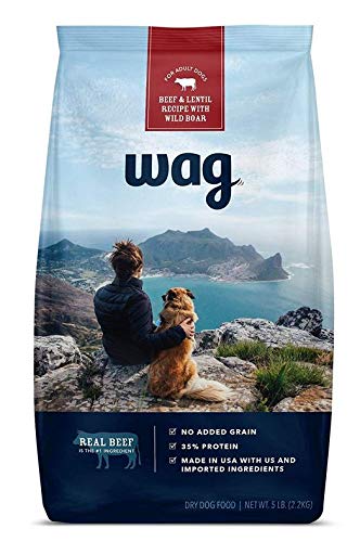 Amazon Brand - wag Сухой корм для собак Рецепт говядины и чечевицы с диким кабаном (мешок 5 фунтов) Проба