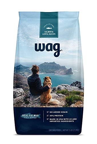Бренд Amazon - wag сухой корм для собак Рецепт лосося и чечевицы (мешок 5 фунтов) Проба