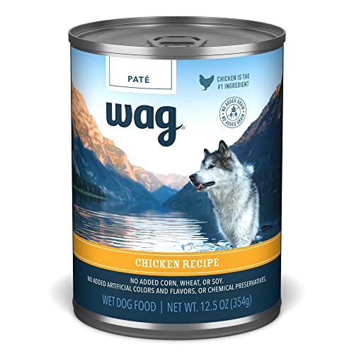 Бренд Amazon - Влажный консервированный корм для собак Wag, рецепт с курицей, 12,5 унций (упаковка из 12)