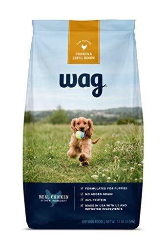 Amazon Brand - Wag Сухой корм для щенков, рецепт с курицей и чечевицей (мешок 15 фунтов)