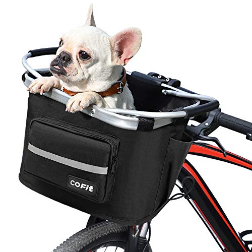 COFIT Съемная велосипедная корзина, многоцелевая передняя корзина для велосипеда для домашних животных, покупок, поездок на работу, кемпинга и отдыха на природе, обновленная с чехлами черного цвета