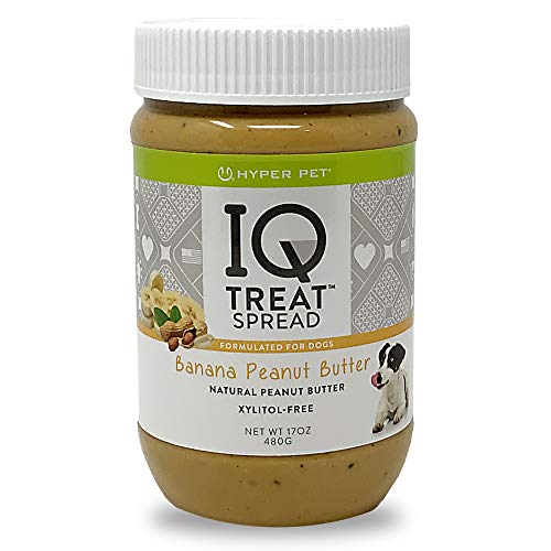 Hyper Pet IQ Treat Spread Dog Peanut Butter (100% Natural-Xylitol Free Peanut Butter for Dogs-Use IQ Treat Mat Lick Mat for Dogs) Dog Treats, Dog Snacks & Pill Pockets for Dogs-Banana