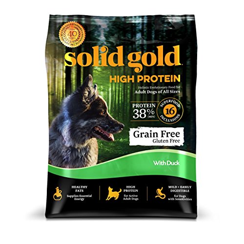 Solid Gold Высокопротеиновый сухой корм для собак; беззерновой с настоящей уткой; 22 фунта