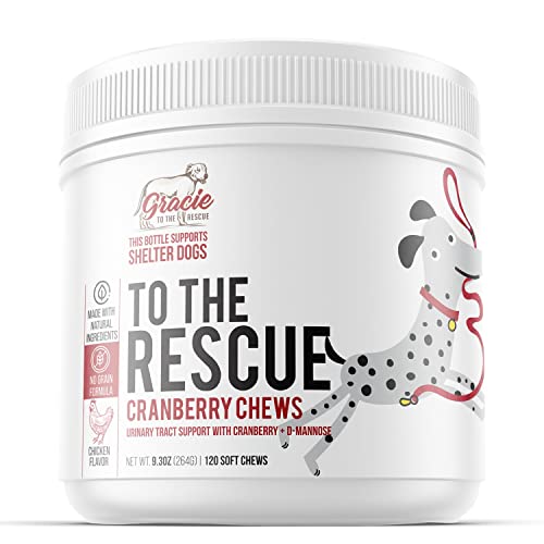 Gracie To The Rescue Cranberry Chews for Dogs - Natural Dog UTI Treatment, UTI Supplement for Dogs - Dog Urinary Tract Infection Treatment Bladder Infection & Kidney Support for Dogs