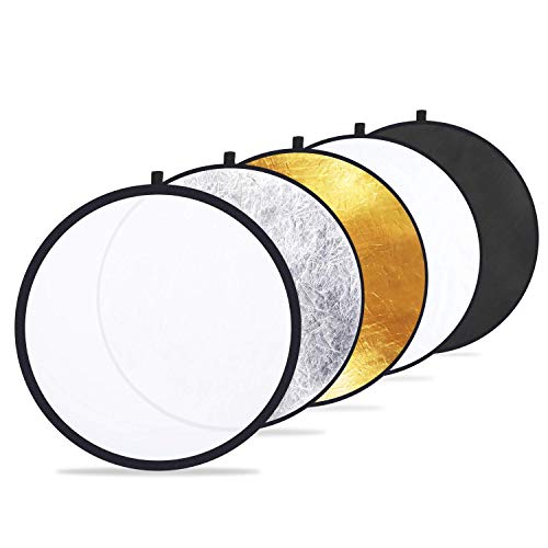 Etekcity 24' (60 см) 5-в-1 Отражатели света для фотосъемки Многодисковый фотоотражатель складной с сумкой - полупрозрачный, серебряный, золотой, белый и черный