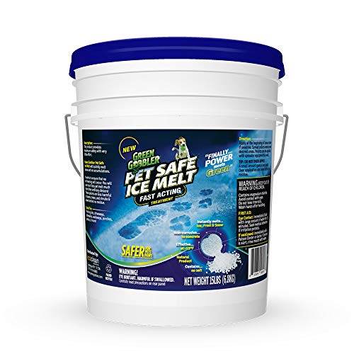 Green Gobbler Pet Safe Ice Melt Fast Acting Treatment | Magnesium Chloride Ice Melt Pellets | Pet & Plant Safe Ice Melter (15lb Pail)