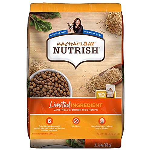 Rachael Ray Nutrish Limited Ingredient Lamb Meal & Brown Rice Recipe, сухой корм для собак, мешок 14 фунтов (дизайн упаковки может варьироваться)