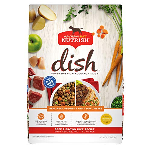 Rachael Ray Nutrish Dish Premium сухой корм для собак, рецепт из говядины и коричневого риса с овощами, фруктами и курицей, 11,5 фунтов
