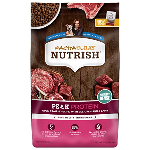Rachael Ray Nutrish PEAK Натуральный сухой корм для собак, Рецепт открытых прерий с говядиной, олениной и ягненком, 12 фунтов, беззерновой (упаковка может меняться)