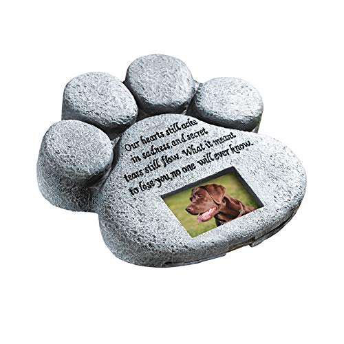 ETC Мемориальный камень для домашних животных с отпечатком лапы, с рамкой для фотографии 2'x3' и стихотворением для сада, заднего двора, лужайки, могилы или надгробия, серый